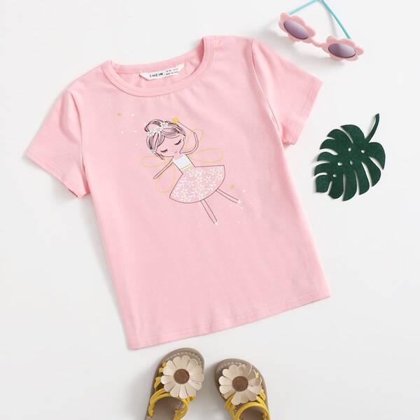 

Toddler Girls Figure Graphic Tee, Baby pink