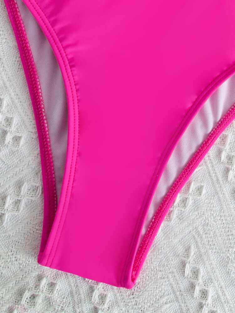 Bañador una pieza con cordón trasero - Rosa Fucsia - Añade 4