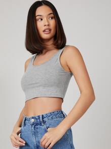 SHEIN 2 Paquetes de Top corto de punto con cuello de pico y color liso - Multicolor - Ver 6