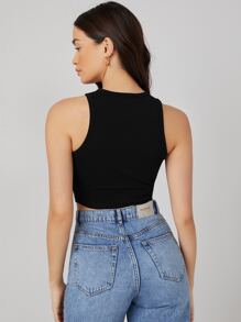 SHEIN BASICS 2 Paquetes Top Corto de Mujer - Blanco y Negro - Ver 3