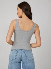 SHEIN BASICS 大圓領素色背心上衣 - 淺灰色 - 查看 2