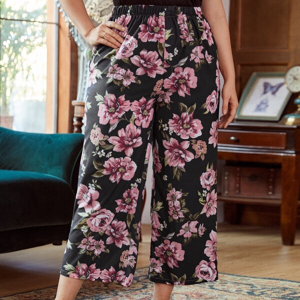 

Plus 1pc Floral Sleep Pants, Multicolor