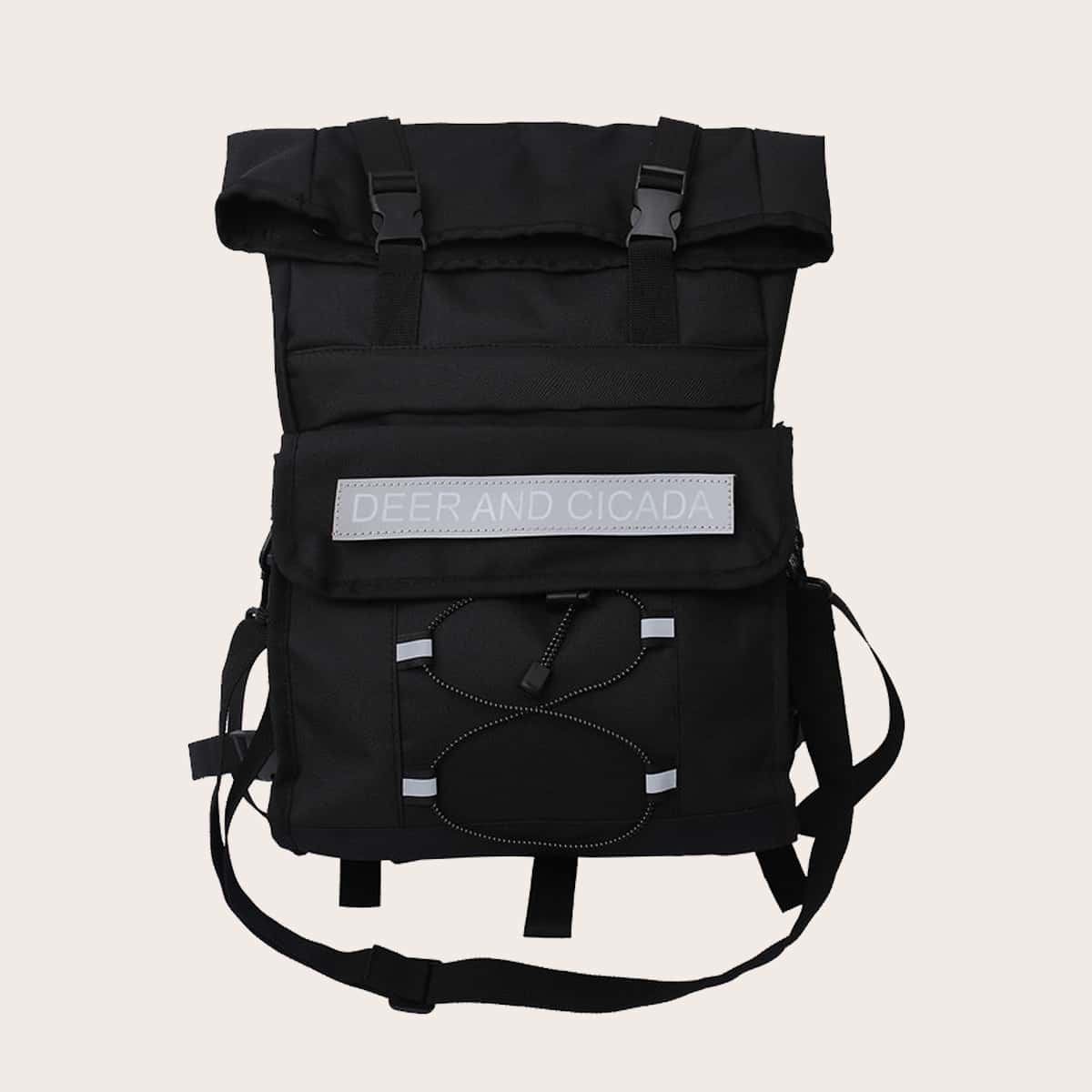 

Guys Buckle Front Backpack With Detachable Bag, Black