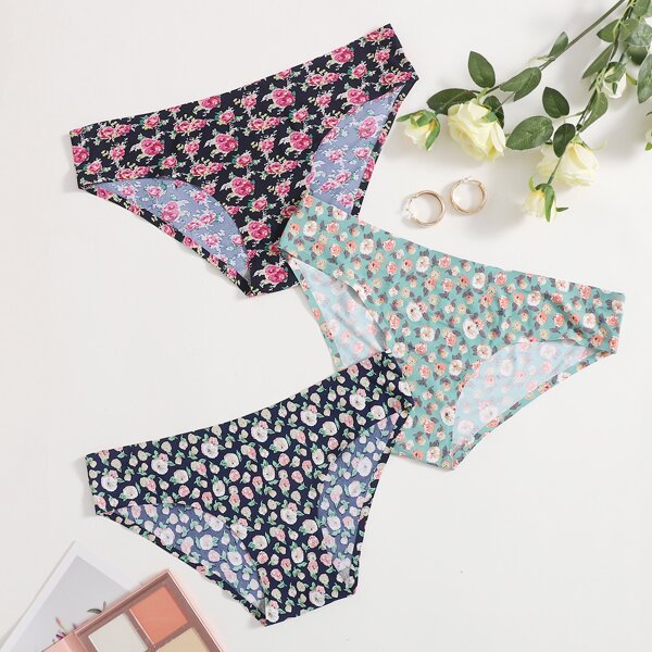 

3pack Plus Floral Seamless Panty Set, Multicolor