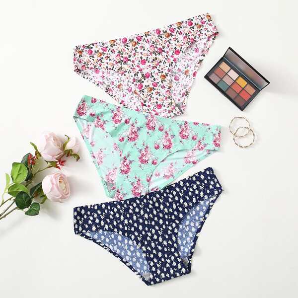 

3pack Plus Floral Seamless Panty Set, Multicolor