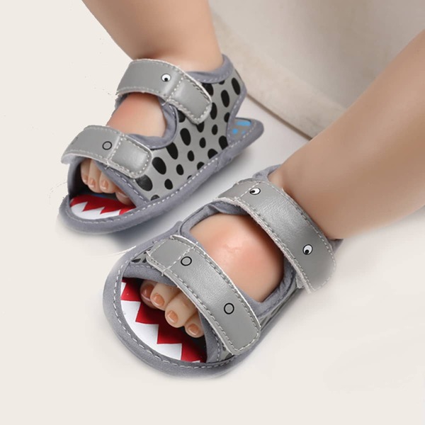 

Baby Boy Velcro Strap Cartoon Sandals, Grey