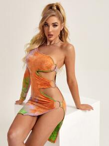 SHEIN Đầm Cắt ra Cà vạt nhuộm Gợi cảm - Nhiều màu - Xem 1