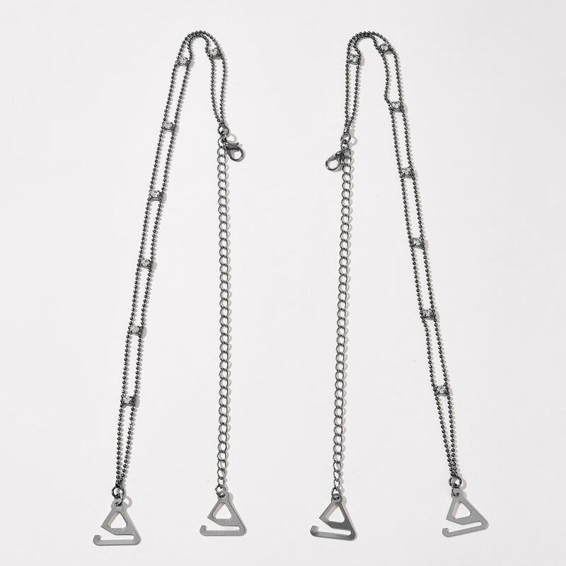 

1pair Beaded Metal Bra Strap, Silver