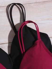 Shein Underwear&Sleepwear Basics 4 piezas set de sujetador ribete con malla de canalé