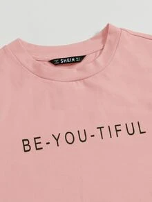 Muchica Camiseta con estampado de slogan - Rosa vieja - Ver 5