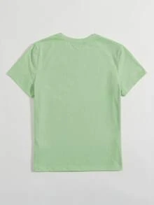 SHEIN EZwear Slogan Graphic Tee - Lime Green - View 2