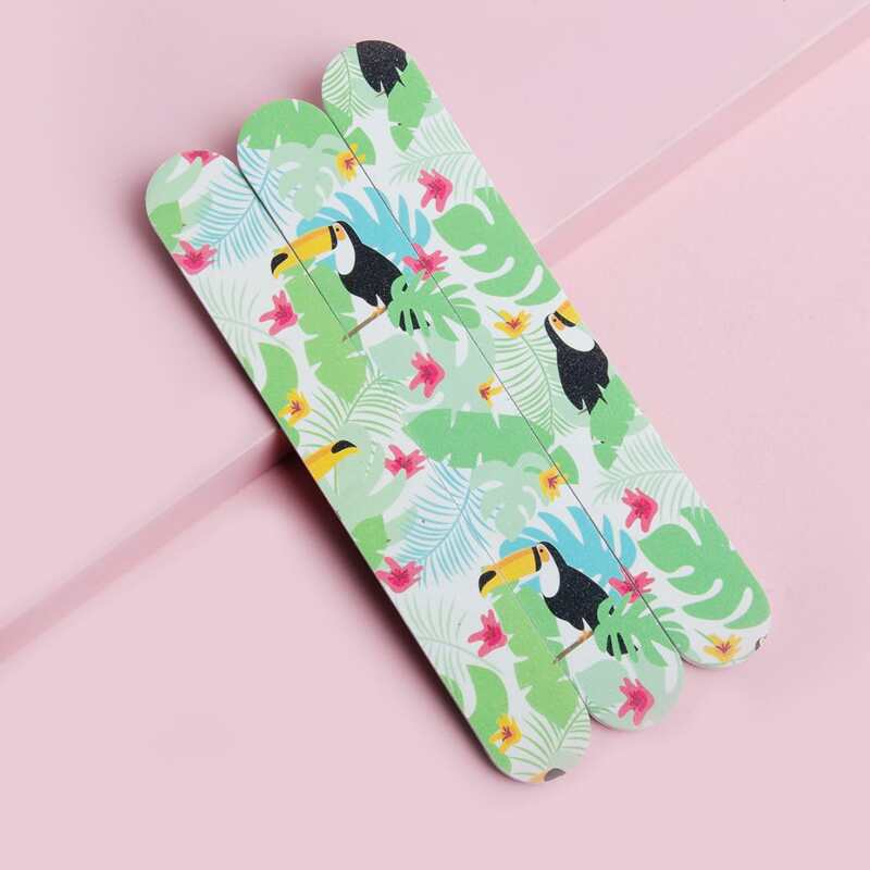 

3pcs Leaf Print Nail File, Multicolor