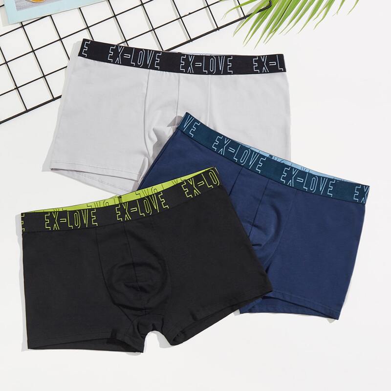 

Guys 3pcs Letter Taped Boxer Brief, Multicolor