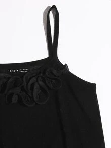 SHEIN Essnce Knit ngọn Xù màu trơn Giải trí - màu đen - Xem 3