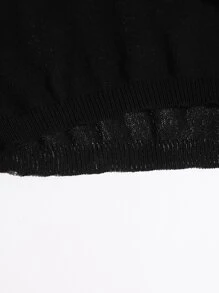 SHEIN Essnce Knit ngọn Xù màu trơn Giải trí - màu đen - Xem 5
