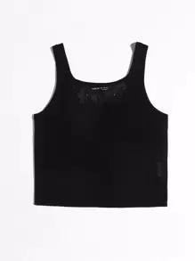 SHEIN Unity Appliques & Rhinestone Detail Knit Tank Top - Black - View 5