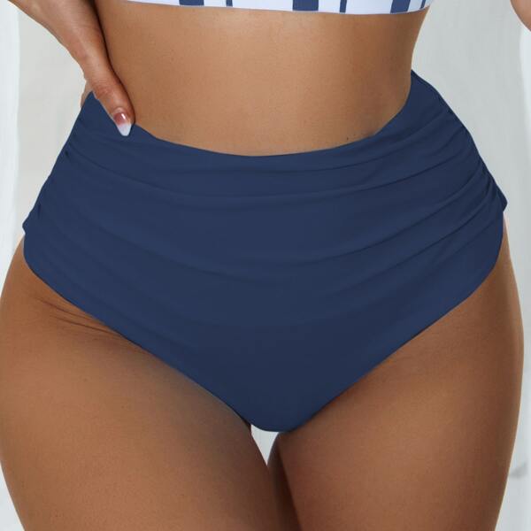 

Ruched High Waisted Bikini Panty, Navy blue