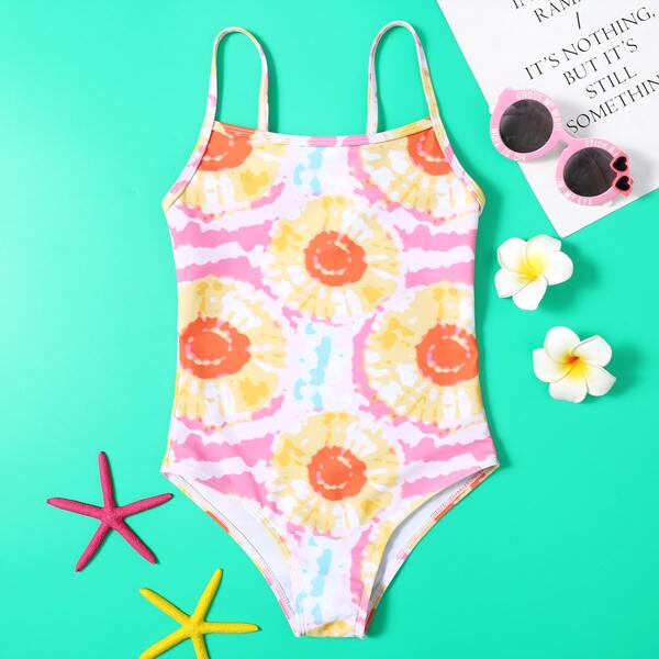 

Girls Tie Dye One Piece Swimsuit, Multicolor