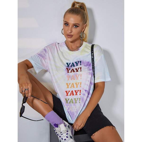 

Tie Dye Letter Graphic Tee, Multicolor