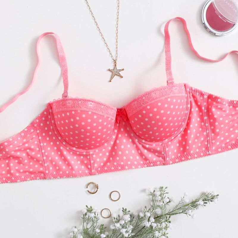 

Polka Dot Super Push Up Bra, Pink
