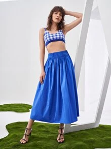 SHEIN Gingham Cami Knit Top - Blue and White - View 3