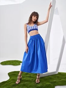 SHEIN Gingham Cami Knit Top - Blue and White - View 7