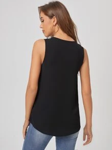 SHEIN LUNE Áo sơ mi Dây kéo màu trơn Giải trí - màu đen - Xem 2