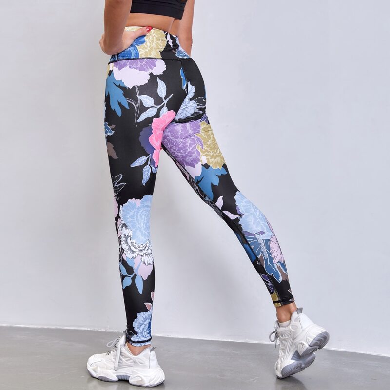 

Large Floral Wideband Waist Sports Leggings, Multicolor