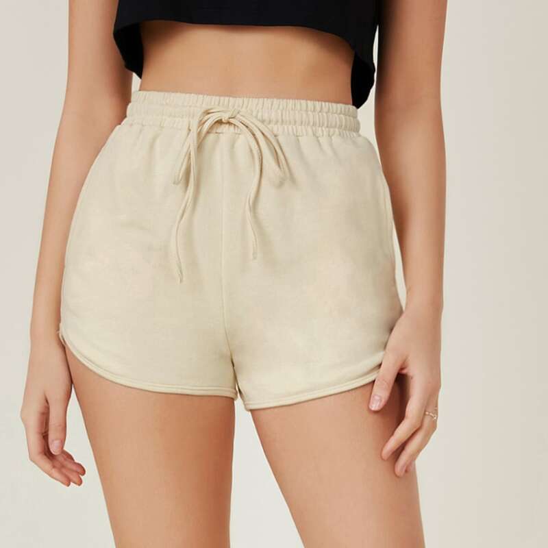 

Knot Front Track Shorts, Beige