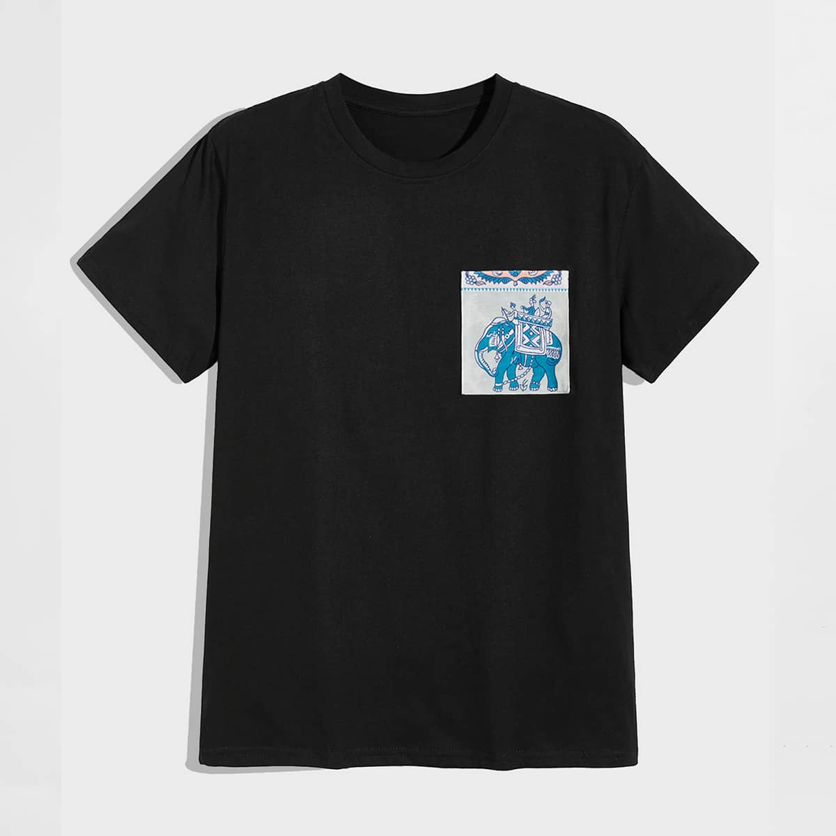 

Guys Elephant Print Pocket Tee, Black