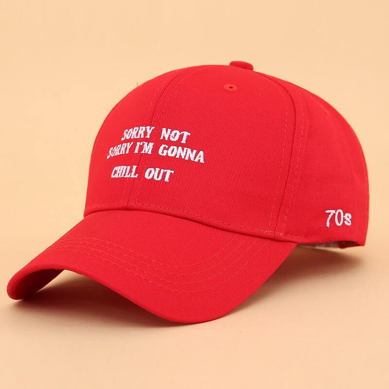 

Slogan Embroidery Baseball Cap, Red