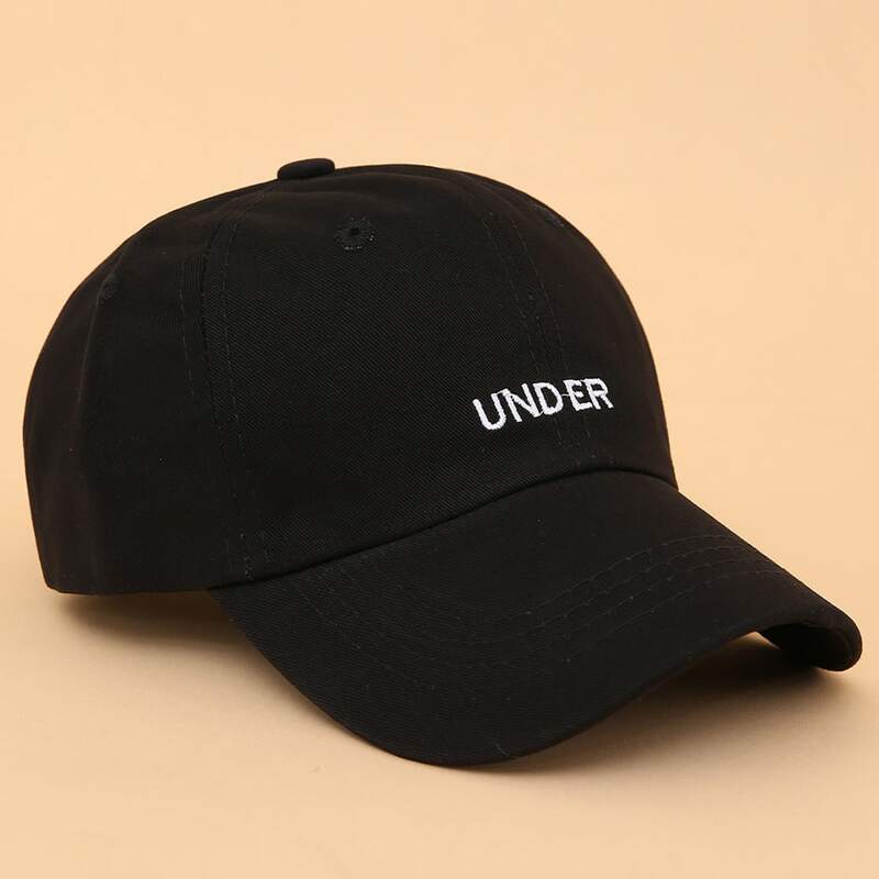 

Letter Embroidery Baseball Cap, Black