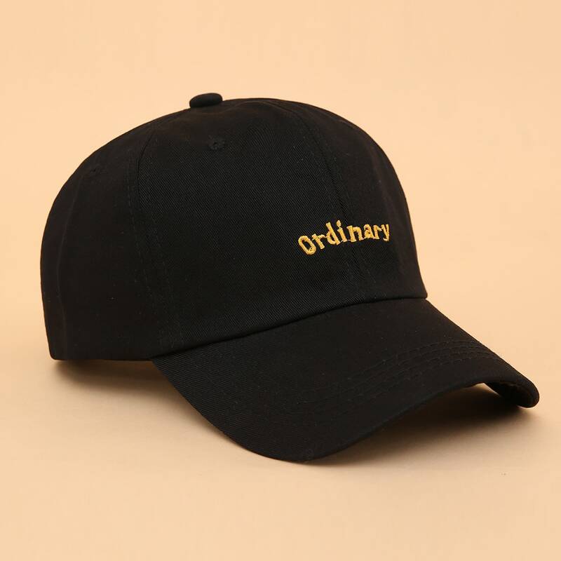 

Letter Embroidery Baseball Cap, Black