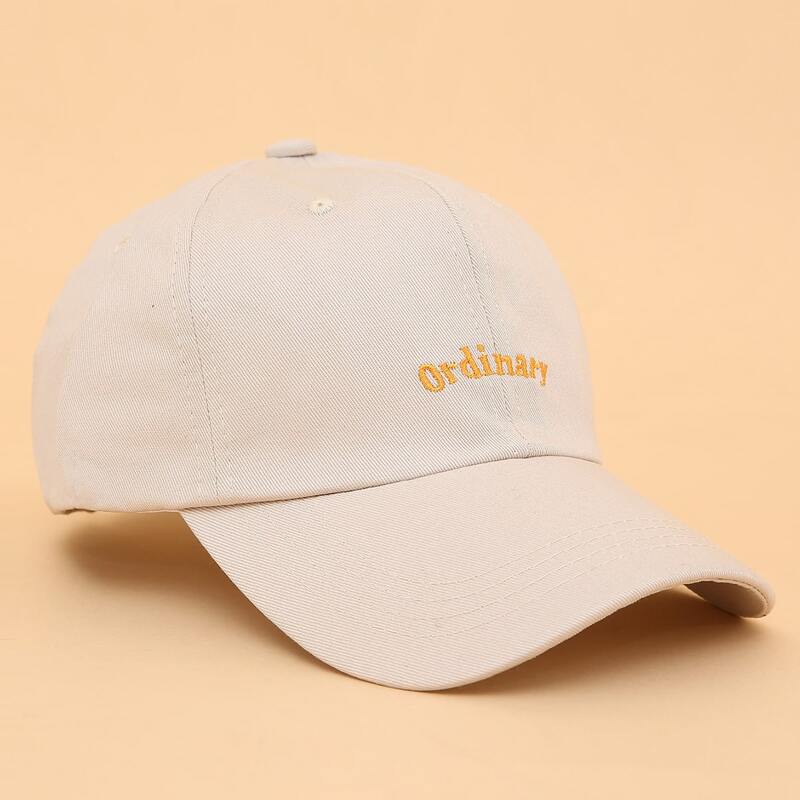 

Letter Embroidery Baseball Cap, Beige