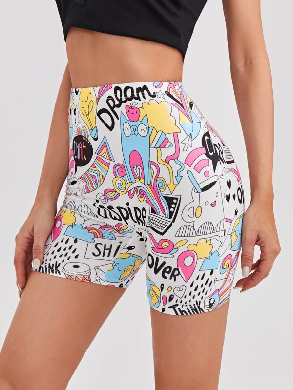 SHEIN EZwear 卡通图案骑行短裤