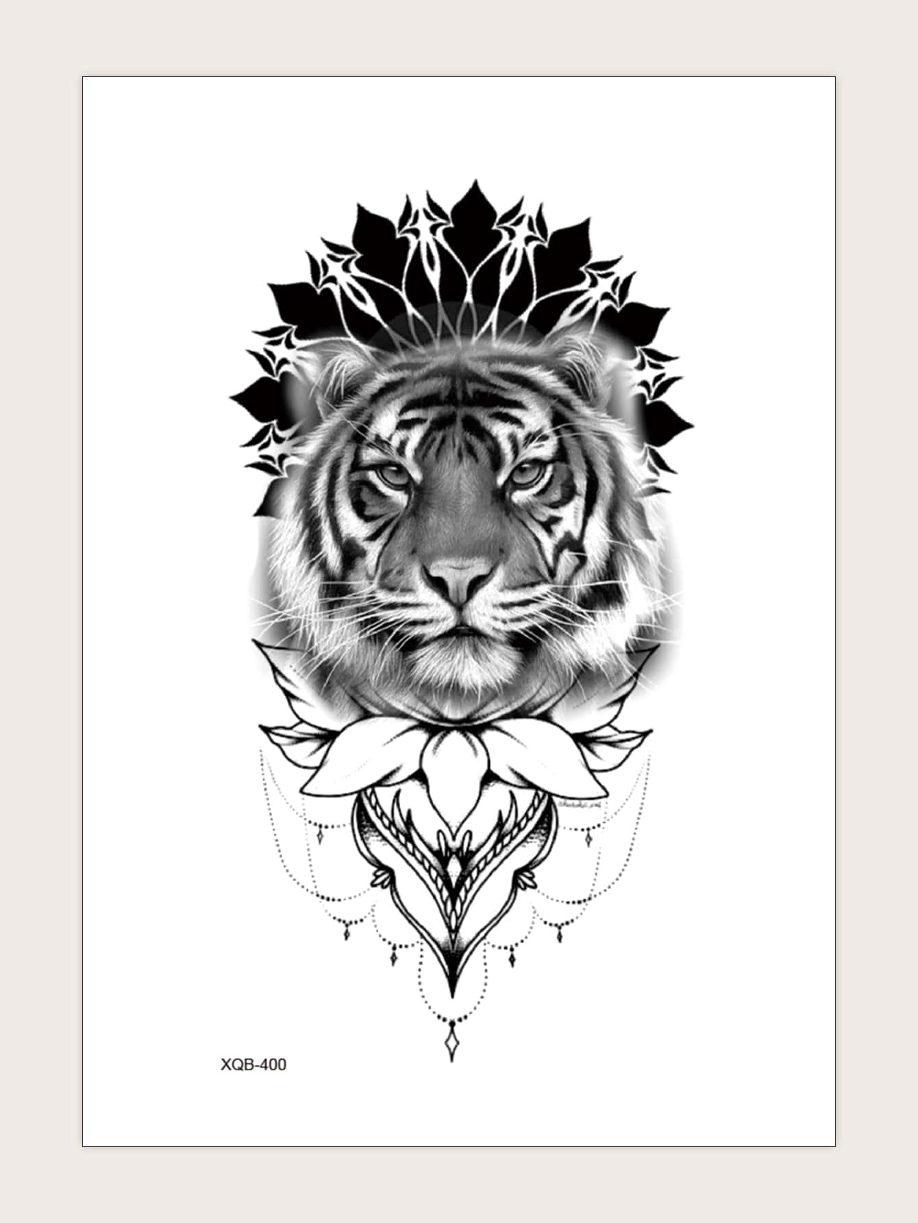 1sheet Tiger Pattern Tattoo Sticker - Black - View 1