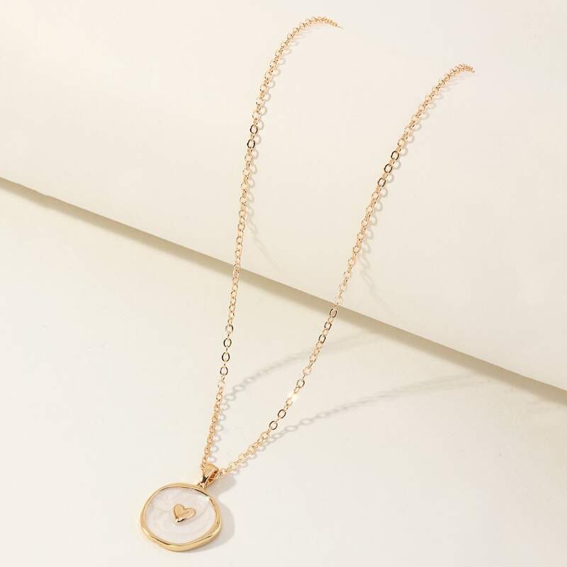 

Heart Circle Pendant Necklace, Gold