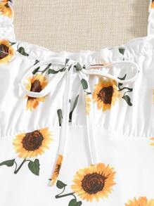 Soleia Đầm Thắt nút Hoa Boho - trắng - Xem 4