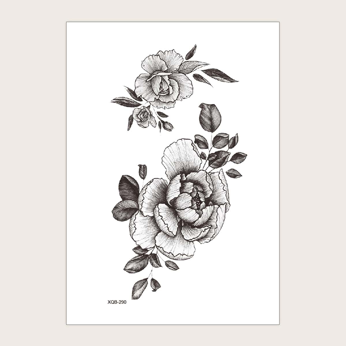 

1sheet Flower Pattern Tattoo Sticker, Black