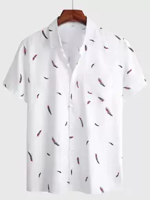 Manfinity Homme Áo sơ mi Nam Nút Thú vật Kỳ nghỉ - trắng - Xem 1