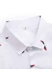 Manfinity Homme Áo sơ mi Nam Nút Thú vật Kỳ nghỉ - trắng - Xem 6