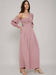 SHEIN Asymmetrical Wide Leg Jumpsuit - Baby Pink - View 3