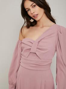 SHEIN Asymmetrical Wide Leg Jumpsuit - Baby Pink - View 4
