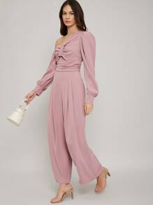 SHEIN Asymmetrical Wide Leg Jumpsuit - Baby Pink - View 6