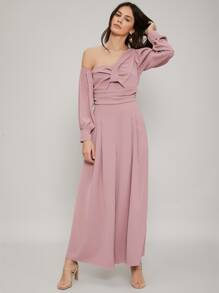 SHEIN Asymmetrical Wide Leg Jumpsuit - Baby Pink - View 7