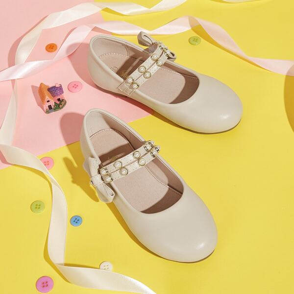

Toddler Girls Faux Pearl Decor Flats, Beige
