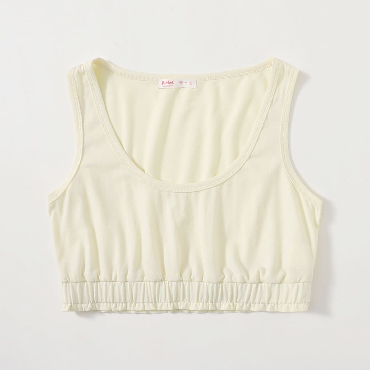 

Solid Crop Tank Top, Beige