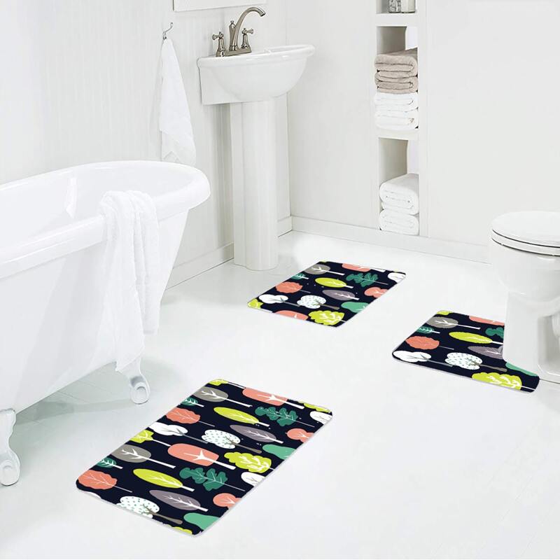 

1pc Tree Print Bath Mat, Multicolor