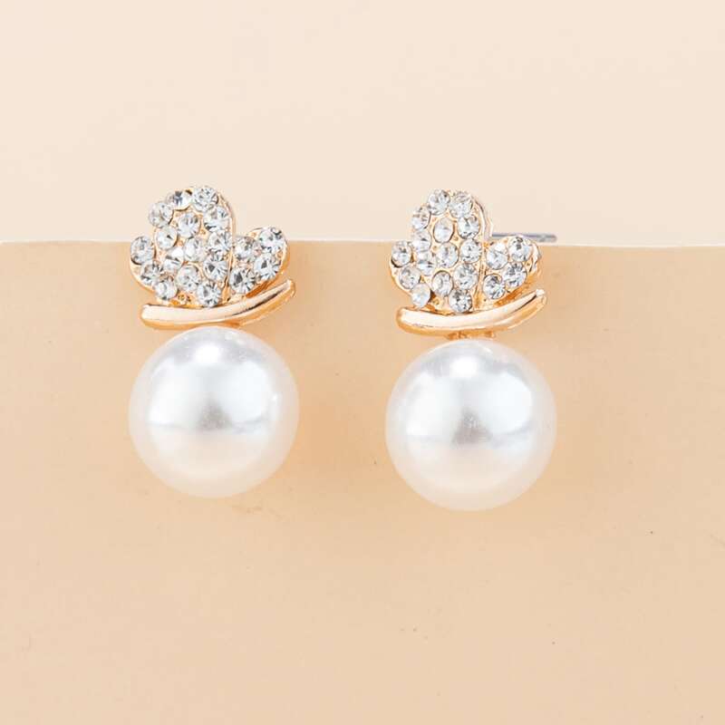 

Rhinestone Decor Faux Pearl Drop Earrings, Multicolor