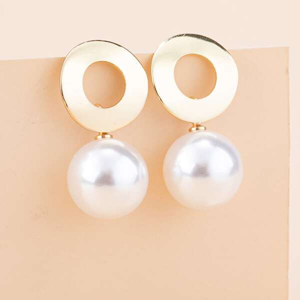 

Round Decor Faux Pearl Drop Earrings, Multicolor